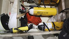 Fireman's equipment complete in cabinet #1