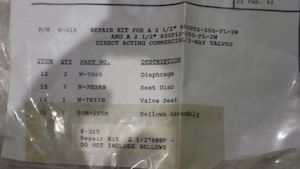 MetrexValve Corp Repair Kit- 315  2-½ 800-Series Valves - 1
