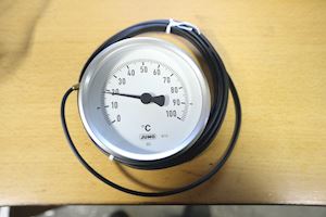 JUMO Termometer med lang føler 608201/2180 0-100°C  Case ø 60 mm - 1
